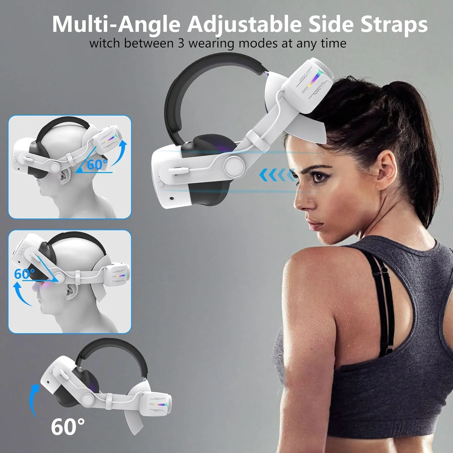 12000mAh Fast-Charging Battery Head Strap for Meta Quest 3/3S  Extends 6-8 Hours Playtime, RGB Lighting & Comfortable Fit  Elite Replacement Strap with Balanced Weight_White