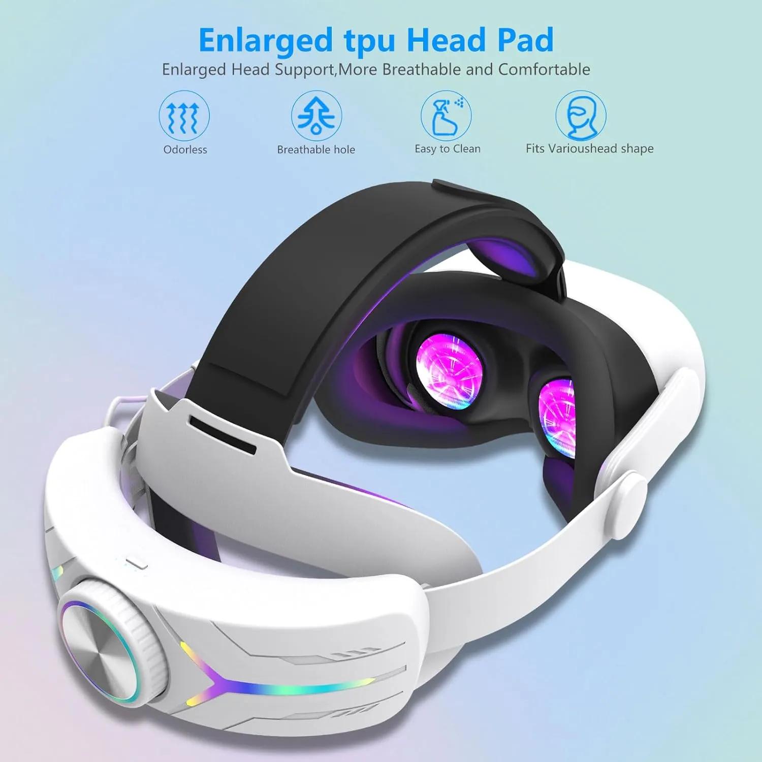 12000mAh Fast-Charging Battery Head Strap for Meta Quest 3/3S  Extends 6-8 Hours Playtime, RGB Lighting & Comfortable Fit  Elite Replacement Strap with Balanced Weight_White