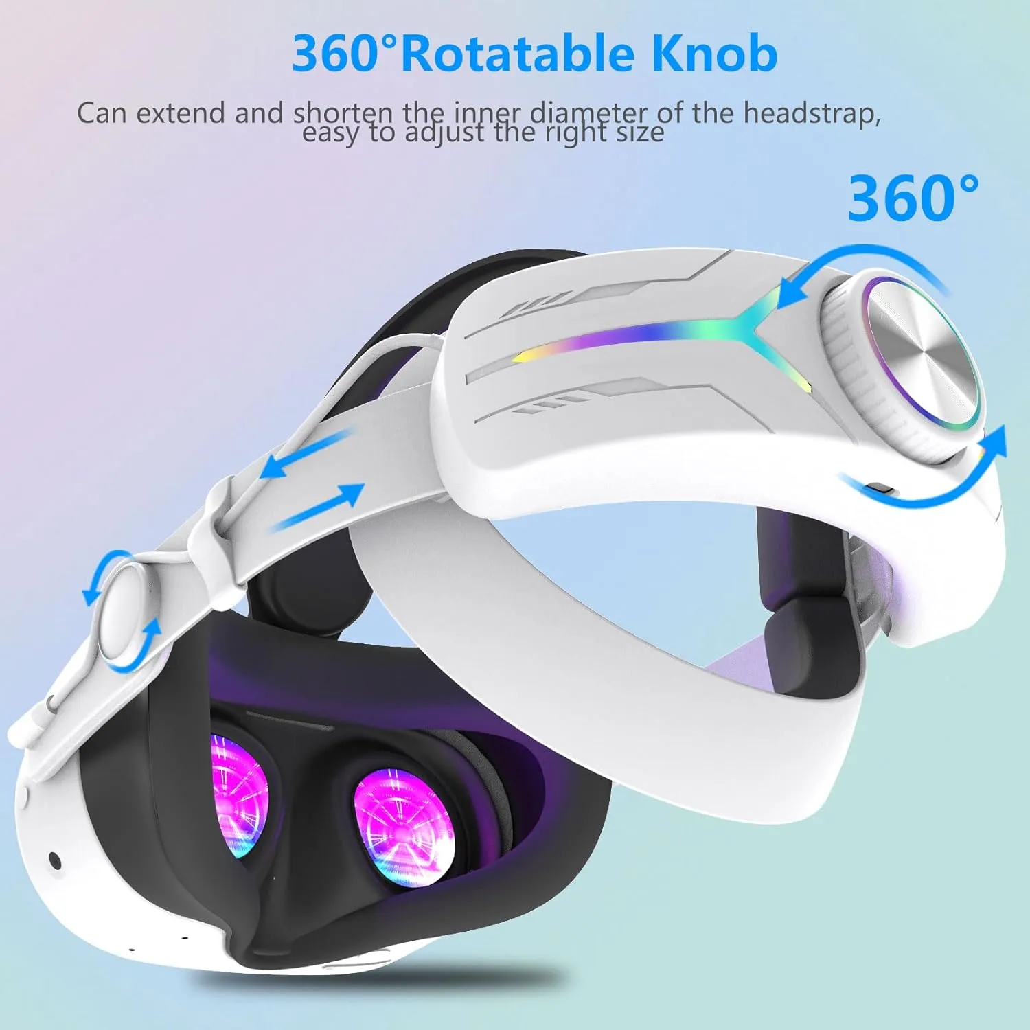 12000mAh Fast-Charging Battery Head Strap for Meta Quest 3/3S  Extends 6-8 Hours Playtime, RGB Lighting & Comfortable Fit  Elite Replacement Strap with Balanced Weight_White