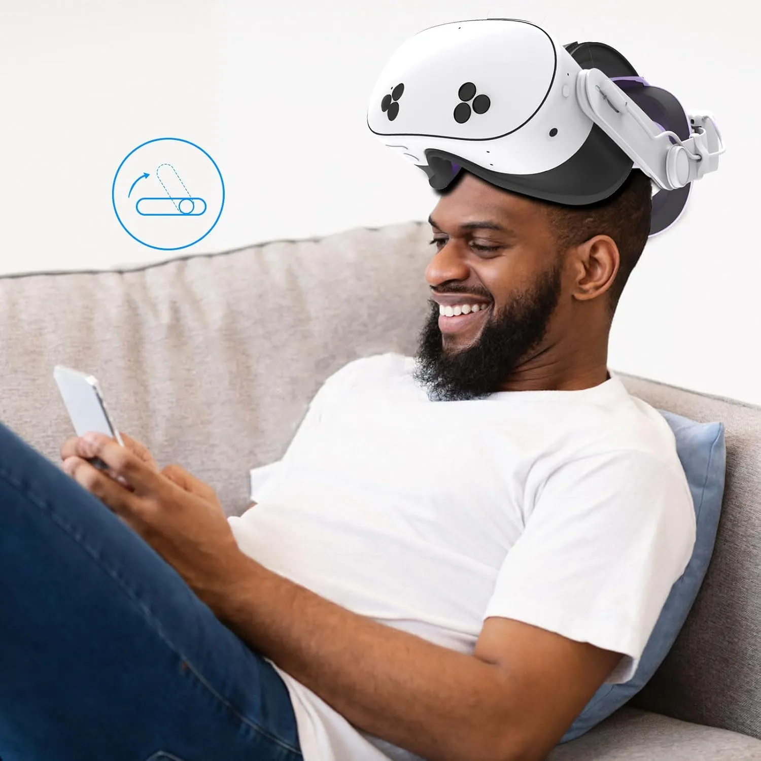 12000mAh Fast-Charging Battery Head Strap for Meta Quest 3/3S  Extends 6-8 Hours Playtime, RGB Lighting & Comfortable Fit  Elite Replacement Strap with Balanced Weight_White