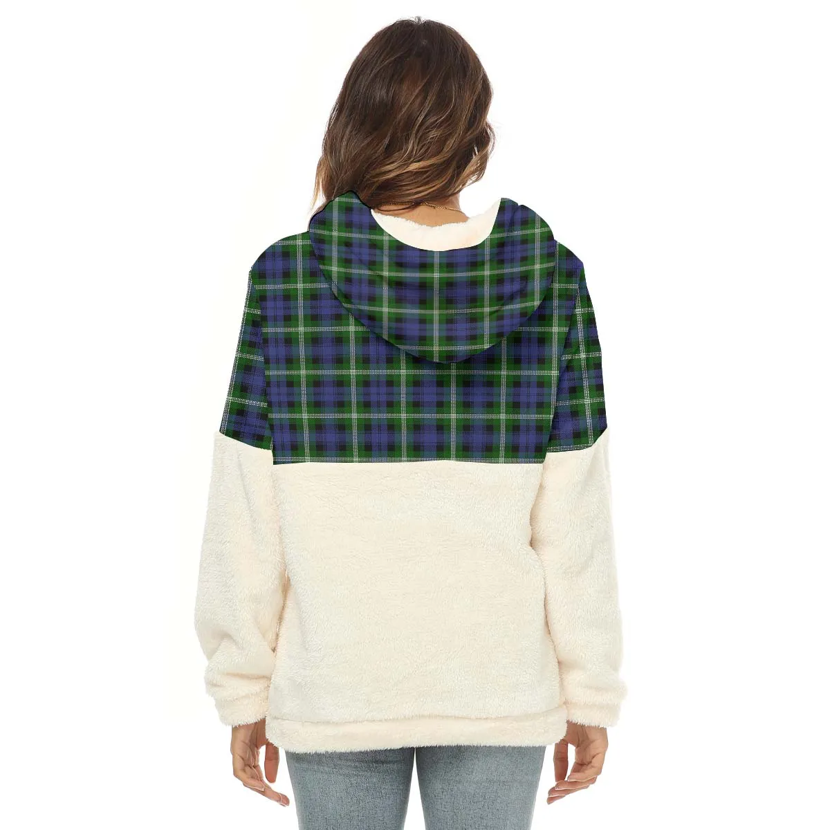 Baillie (Bailey) Tartan Women's Borg Fleece Hoodie With Half Zip with Family Crest