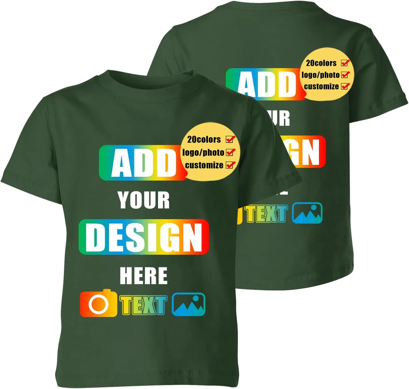 Custom T Shirts, Customized Your Own Crewneck Tee Shirt, Personalized Design Image/Text/Photo Cotton Tshirt, Men Women