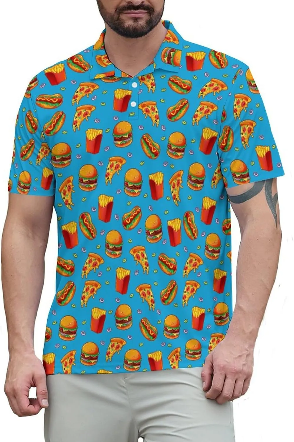 Funny Polo Shirt for Men Fashion Print Short Sleeve Golf Polos Shirts Quick Dry Performance Summer Shirt Golf Outfits