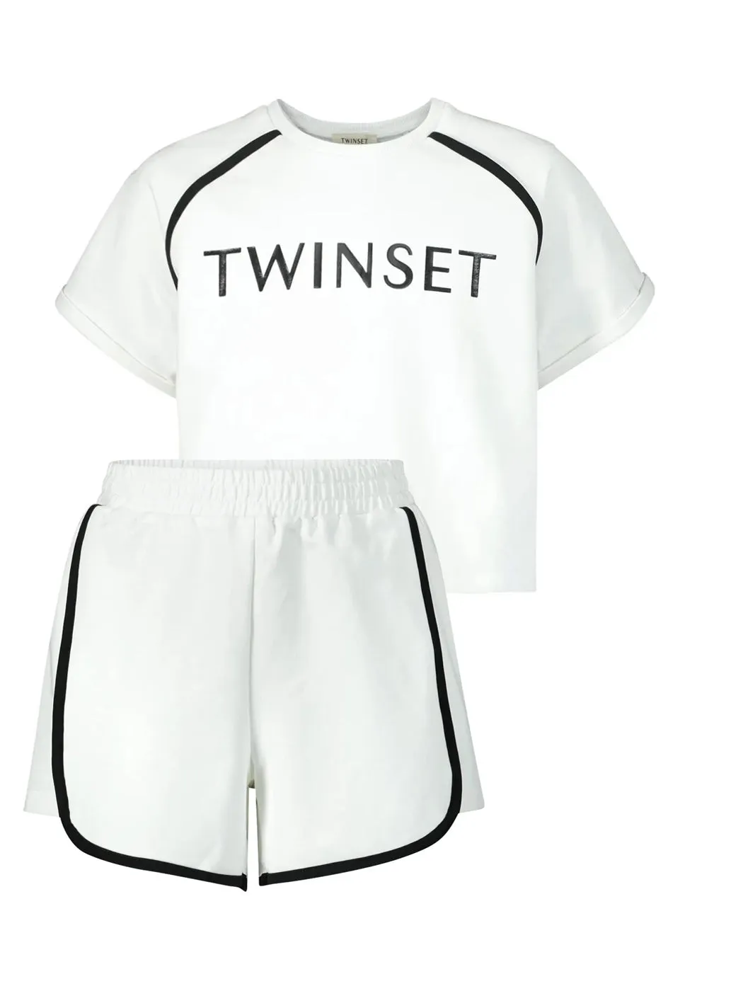 Girl's Set-Cotton T-Shirt & Shorts-white
