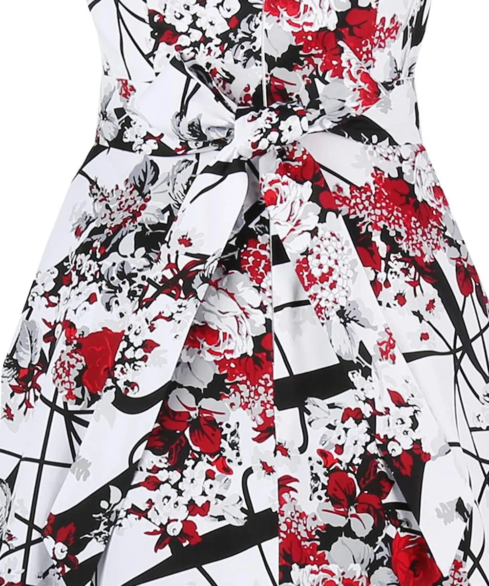 Girstunm Women's Classic Tea Dress Short Sleeve Swing Cocktail Party Dresses with Pockets