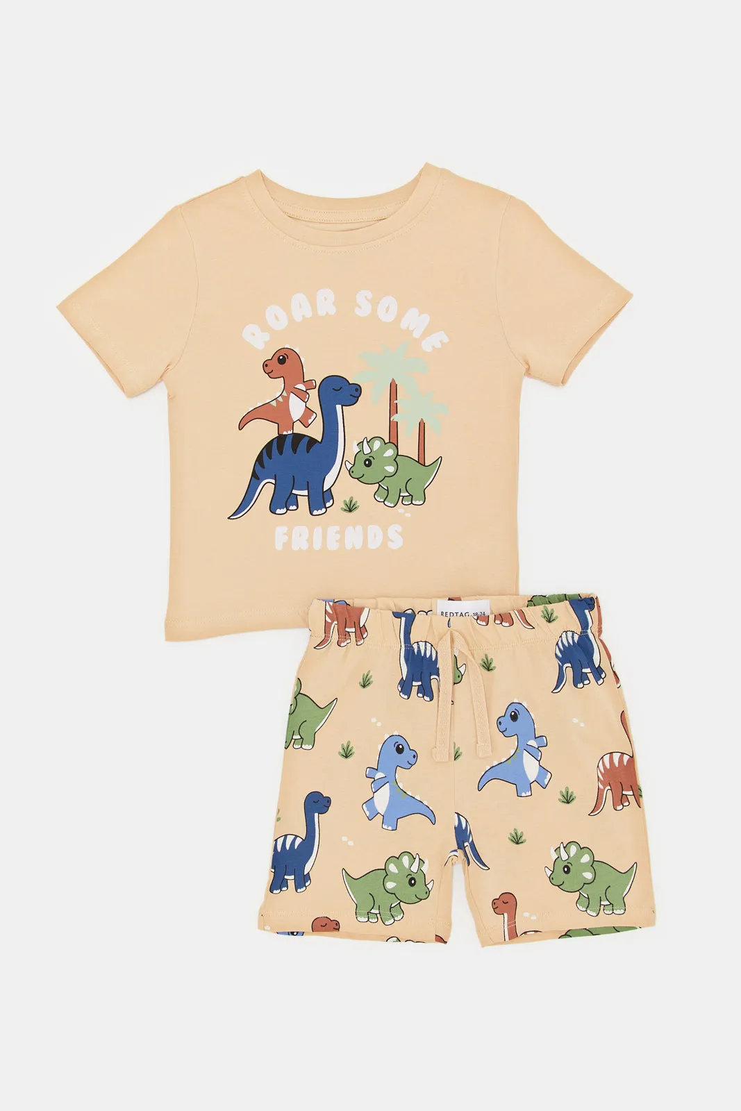 Infant Boys Beige Printed Pyjama Set (2 Piece)