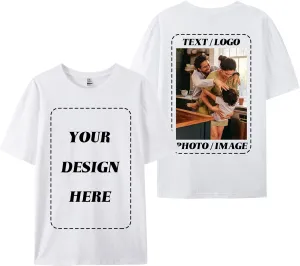 ISUNMEA Custom T-Shirts for Men Women, Custom Tees Shirt Design Your Own, Personalized Photo/Text T-Shirt