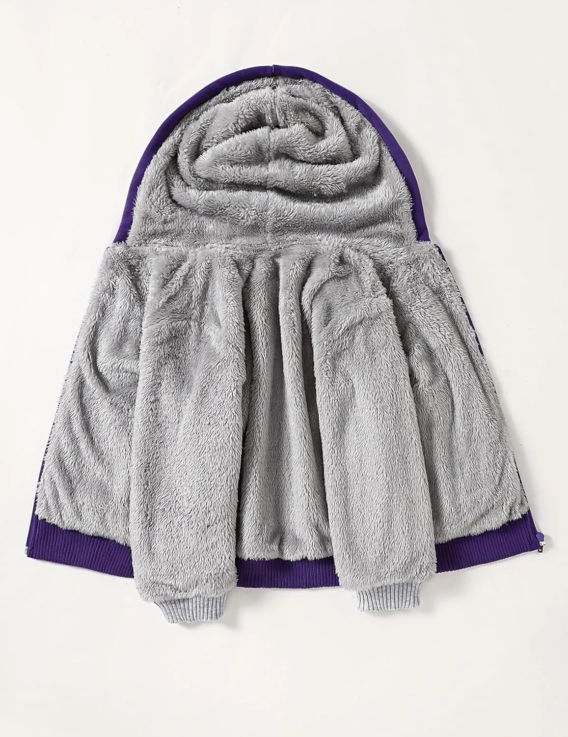 Kids Zip-Up Hooded for Boys Sherpa Lined Jacket Winter Outdoor Sweatshirt Warm Coat 3-14 Years