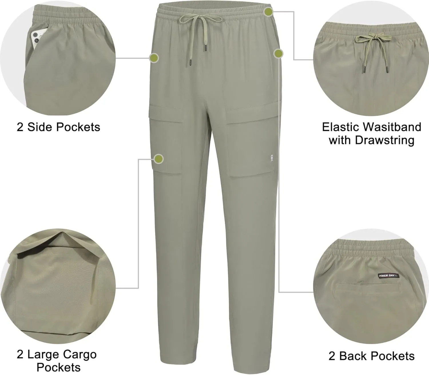 Little Donkey Andy Men's Cargo Joggers Lightweight Quick Dry Hiking Pants Athletic Running Workout Lounge Casual Outdoor