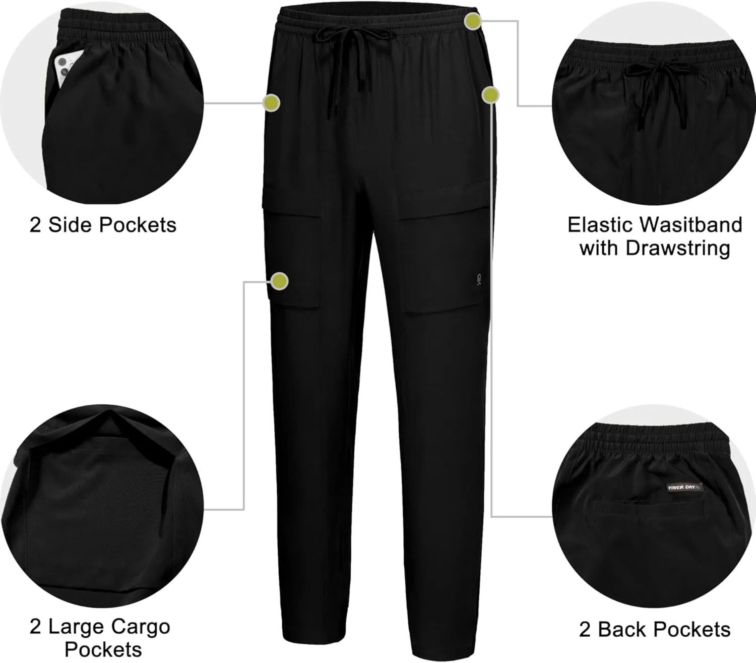 Little Donkey Andy Men's Cargo Joggers Lightweight Quick Dry Hiking Pants Athletic Running Workout Lounge Casual Outdoor