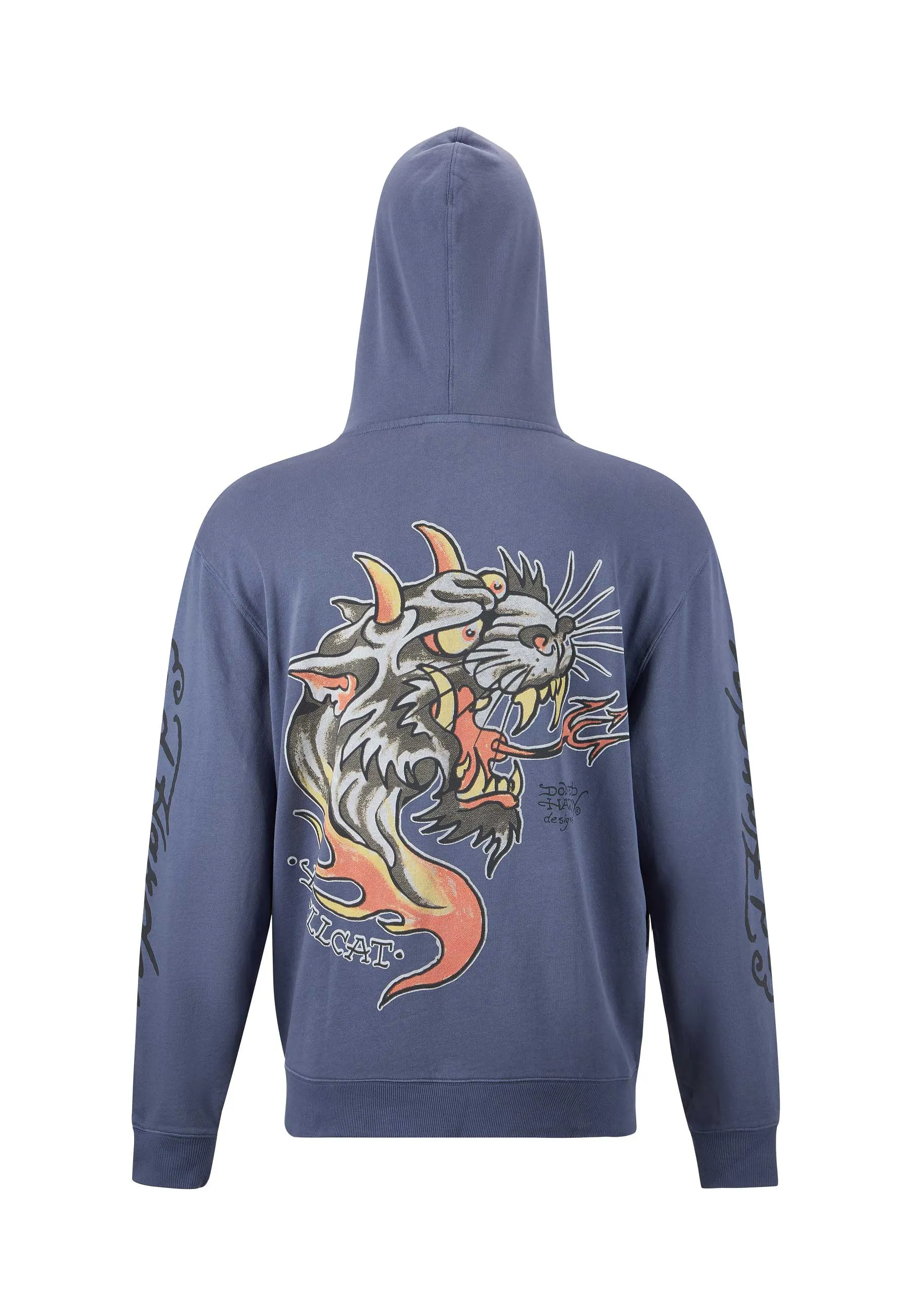 Mens Hell Catz Zip Through Hoodie - Indigo