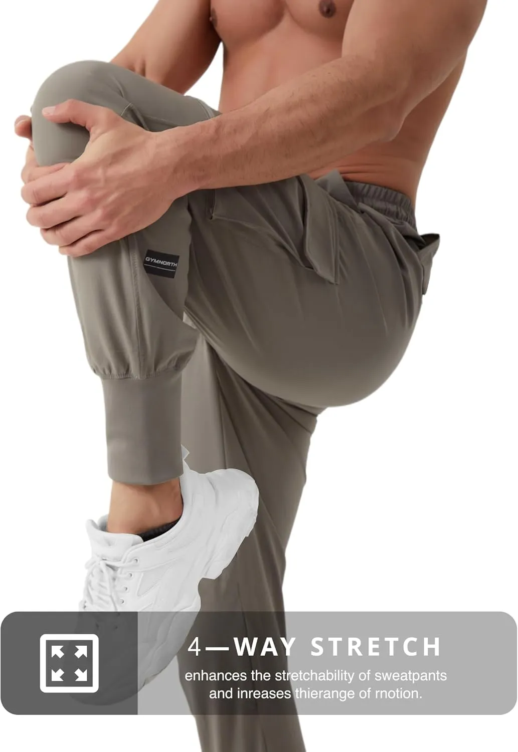 Men's Joggers Sweatpants - Breathable High-Rib Fabric with Zipper Pockets & Drawstring Waist for Running & Training