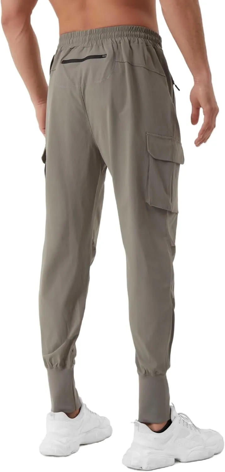 Men's Joggers Sweatpants - Breathable High-Rib Fabric with Zipper Pockets & Drawstring Waist for Running & Training