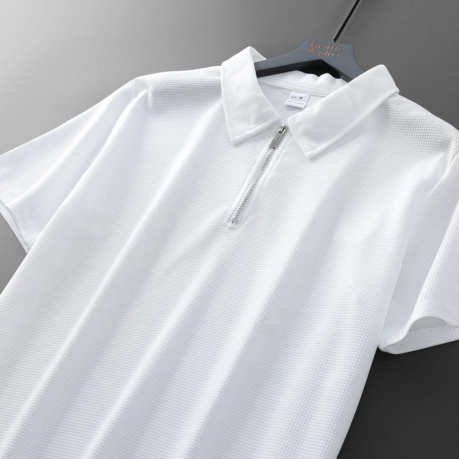 Men's Polo Shirt with Lightweight Breathable Fabric | Half Zip Design Short Sleeve Casual Top