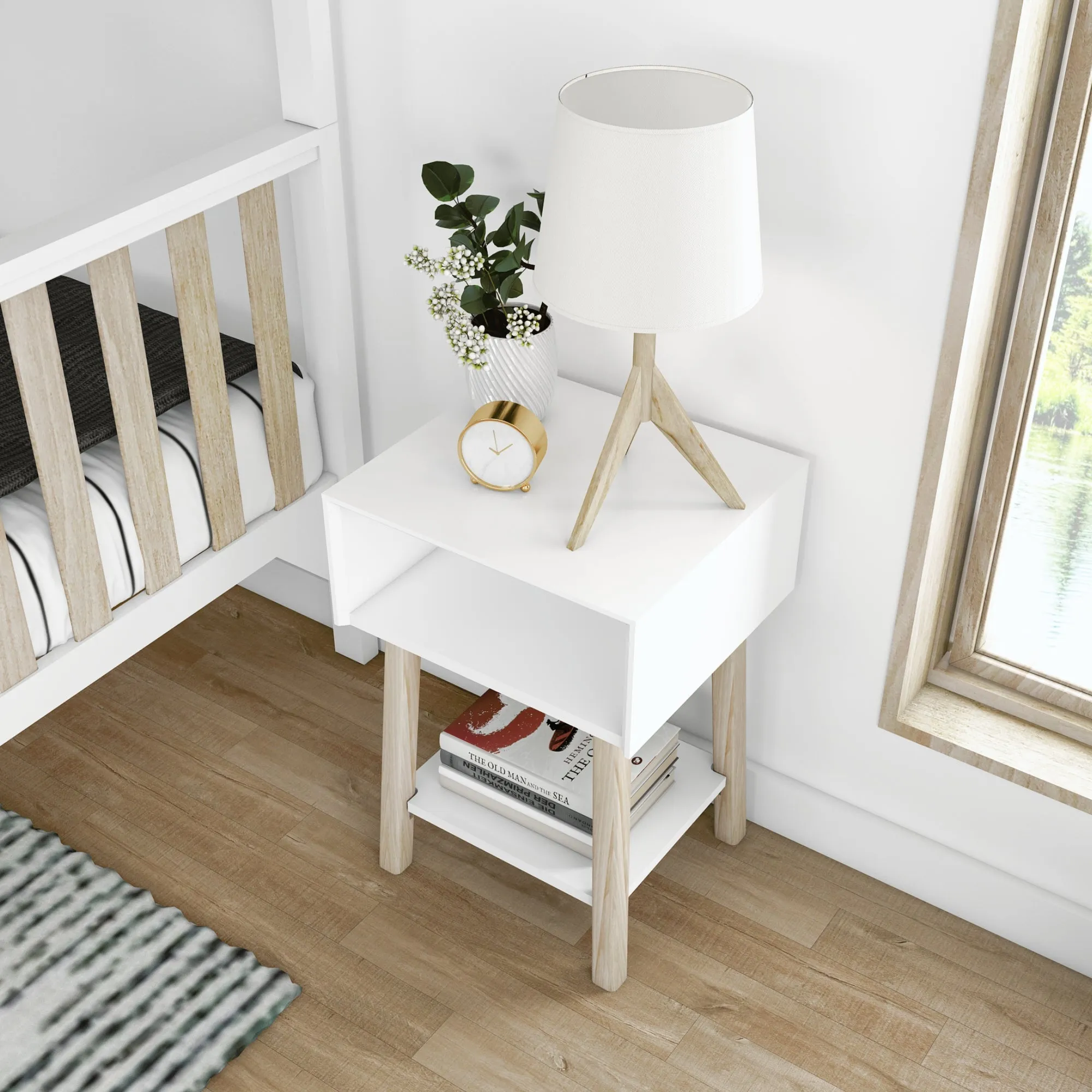 Mid-Century Modern Cubby Nightstand