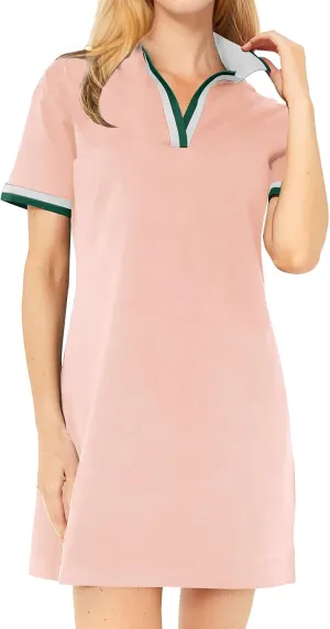 PEHMEA Women's Polo Dress Collared Short Sleeve V Neck Golf Tennis Casual Mini Summer Shirt Dresses with Pockets