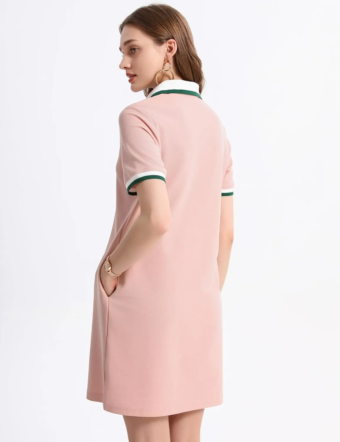 PEHMEA Women's Polo Dress Collared Short Sleeve V Neck Golf Tennis Casual Mini Summer Shirt Dresses with Pockets