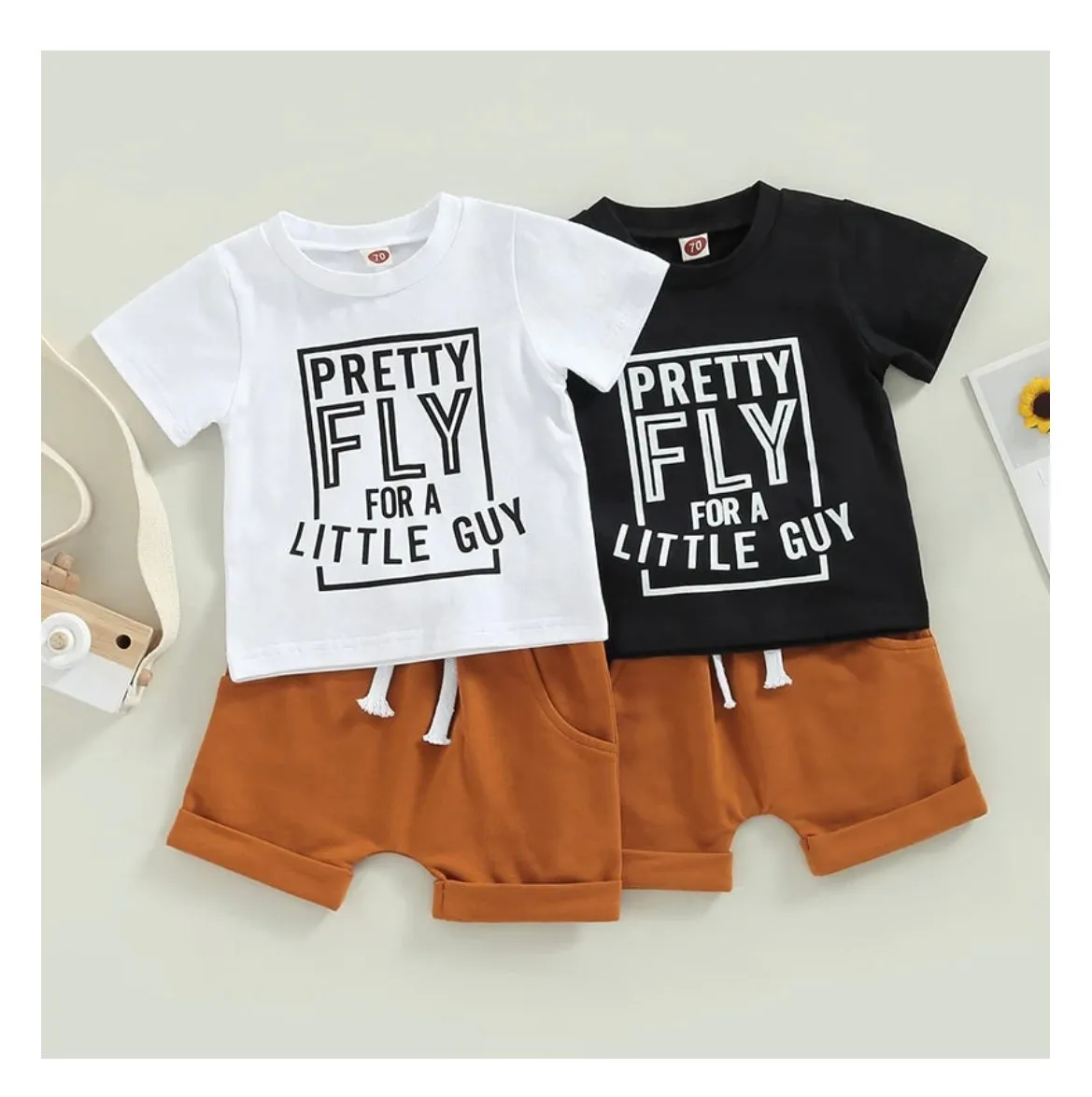 Pretty Fly For a Little Guy Set - Tee & Shirts  Set - White