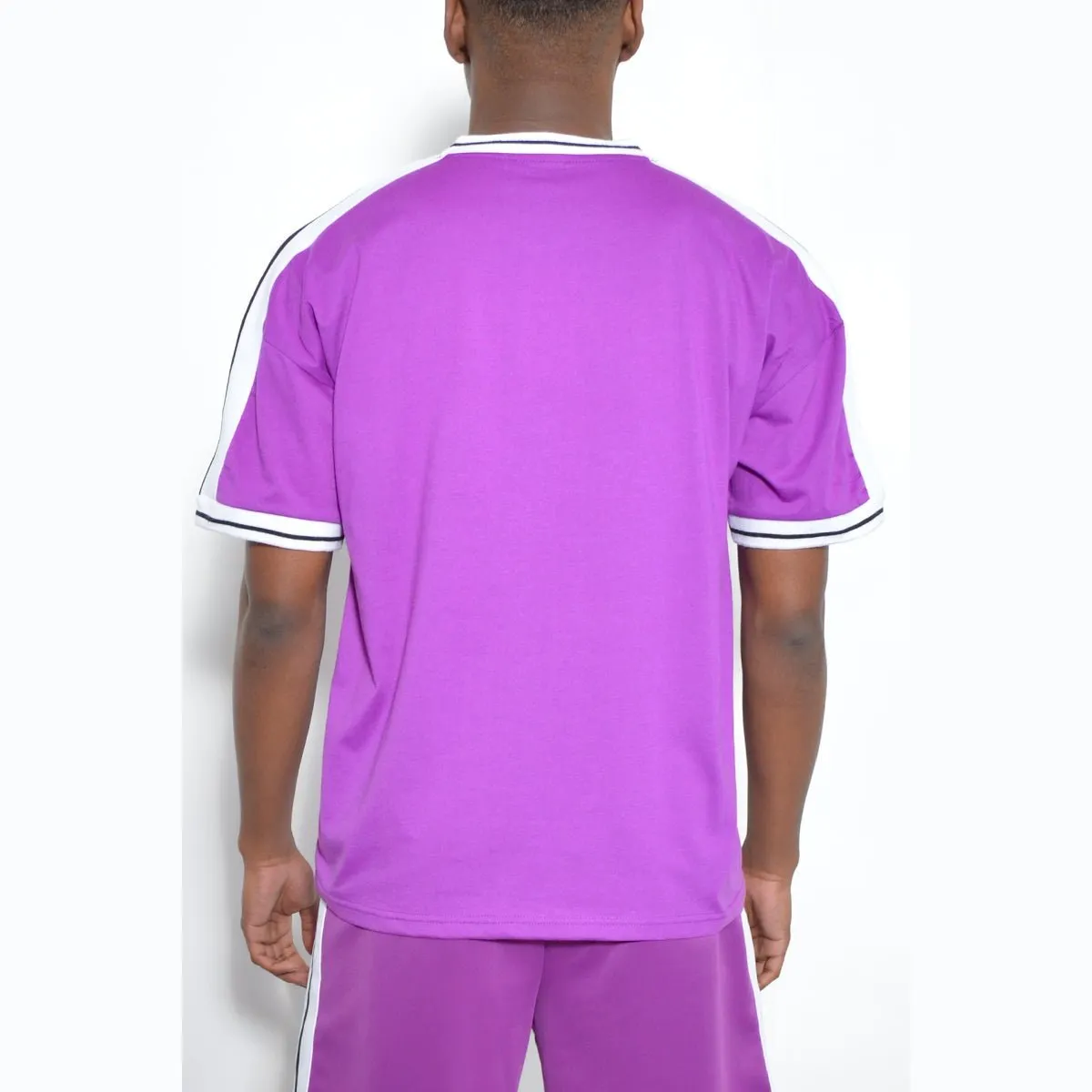 Purple Side Stripe Tape Short Set