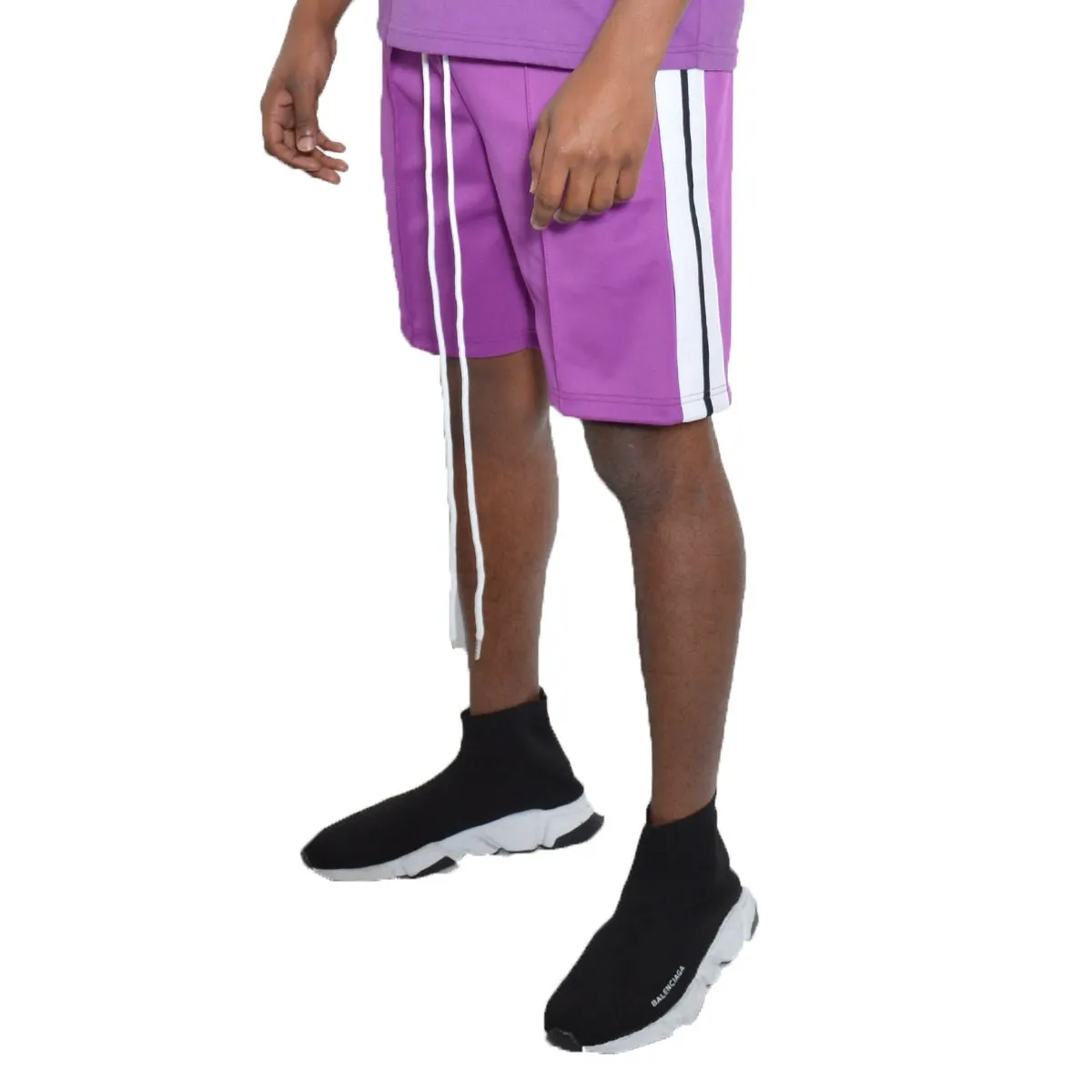 Purple Side Stripe Tape Short Set