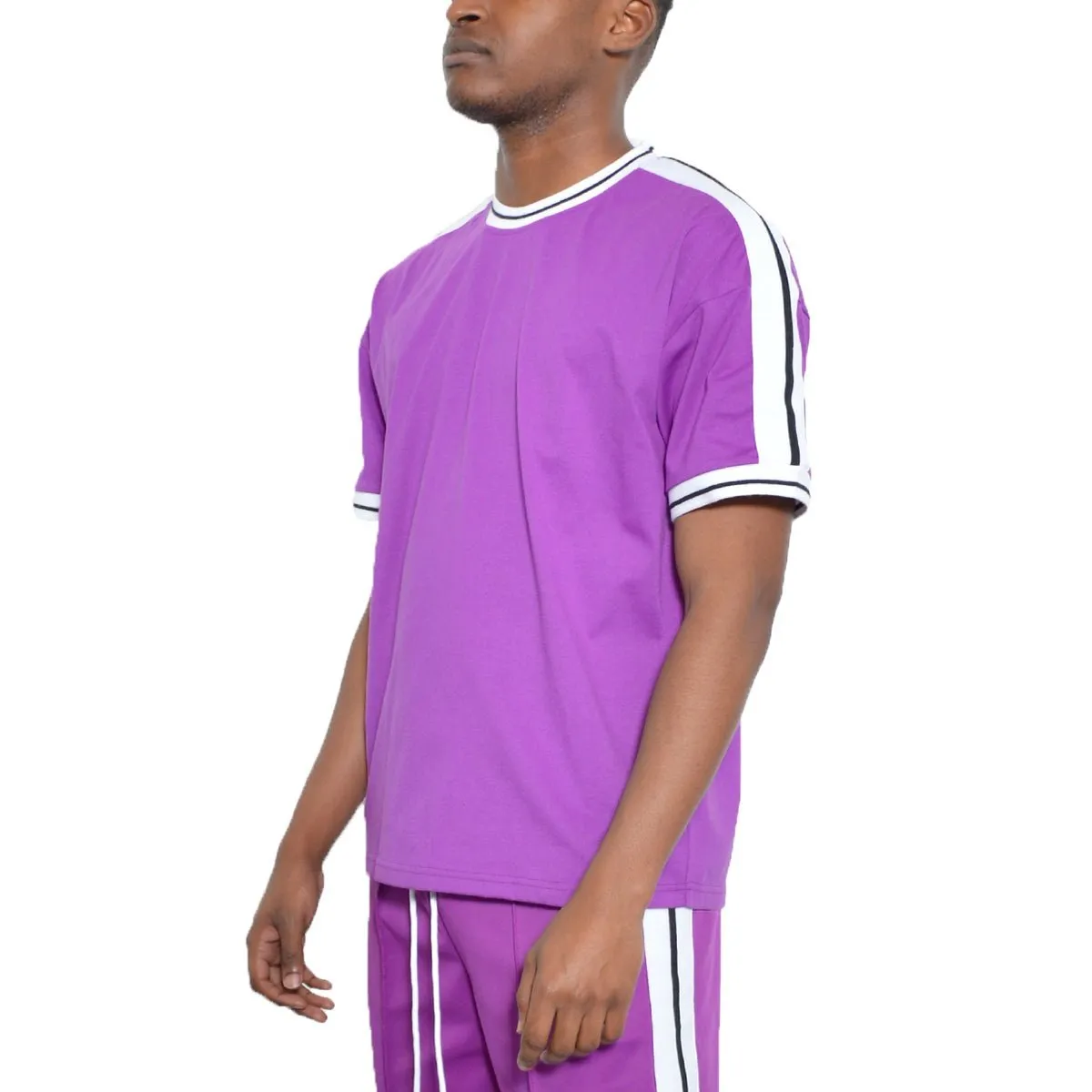 Purple Side Stripe Tape Short Set