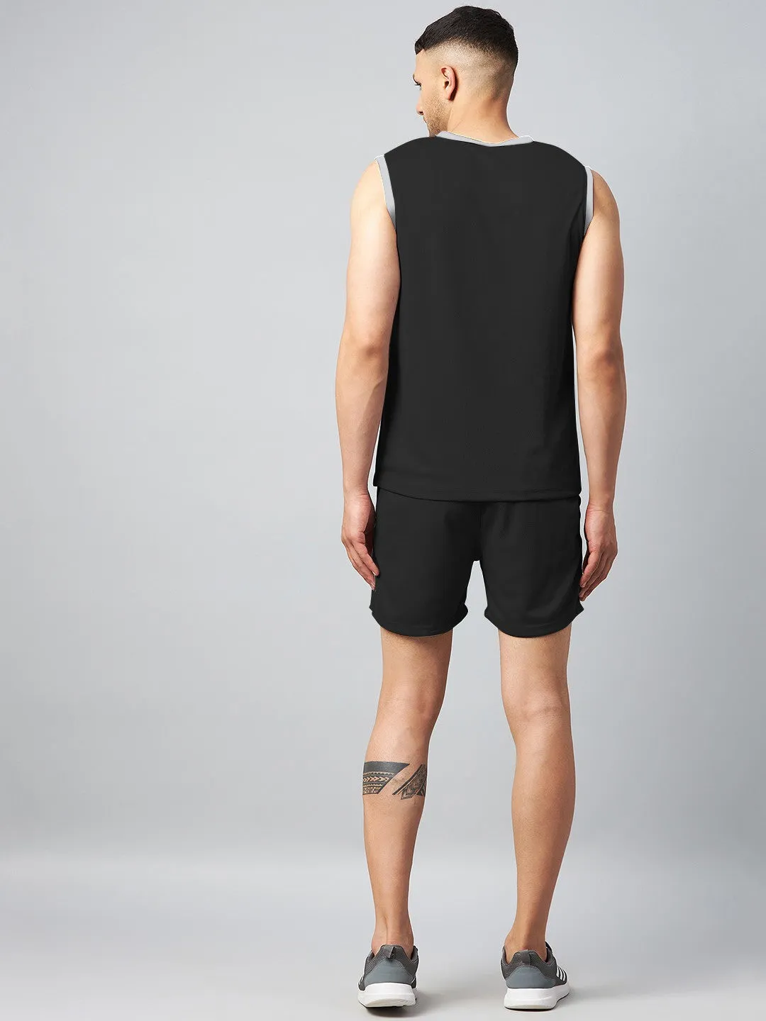 Solid Men Co-ord Set Sleeveles (Black)