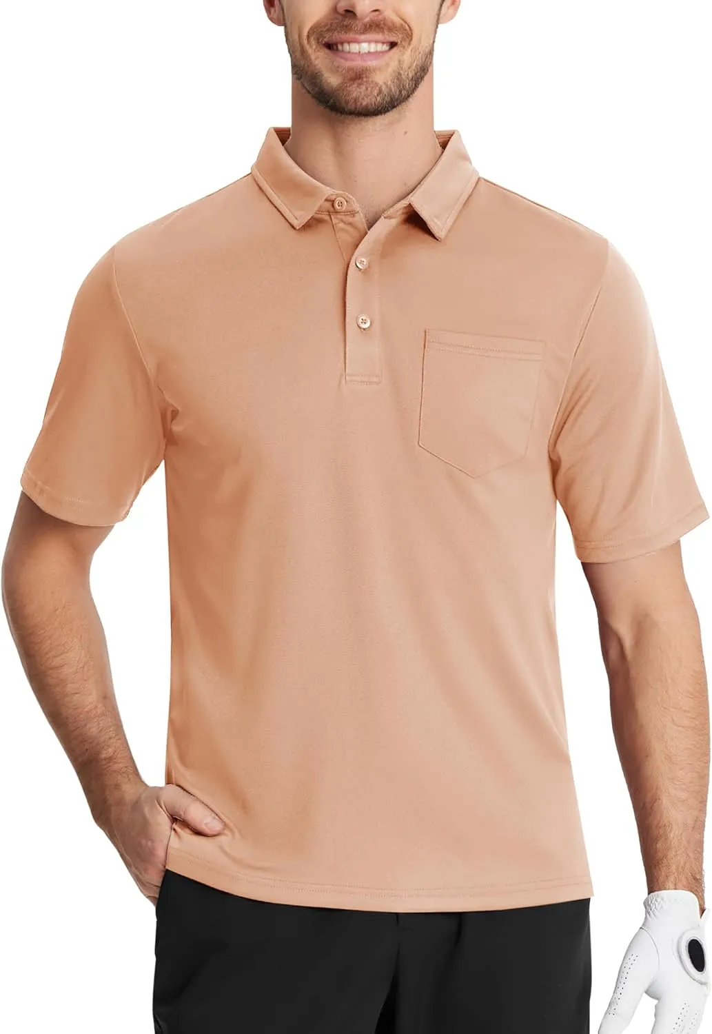 TACVASEN Mens Polo Shirt Short Sleeve Golf Shirt with Pocket Quick Dry Collared Lightweight Polo for Men Casual Work