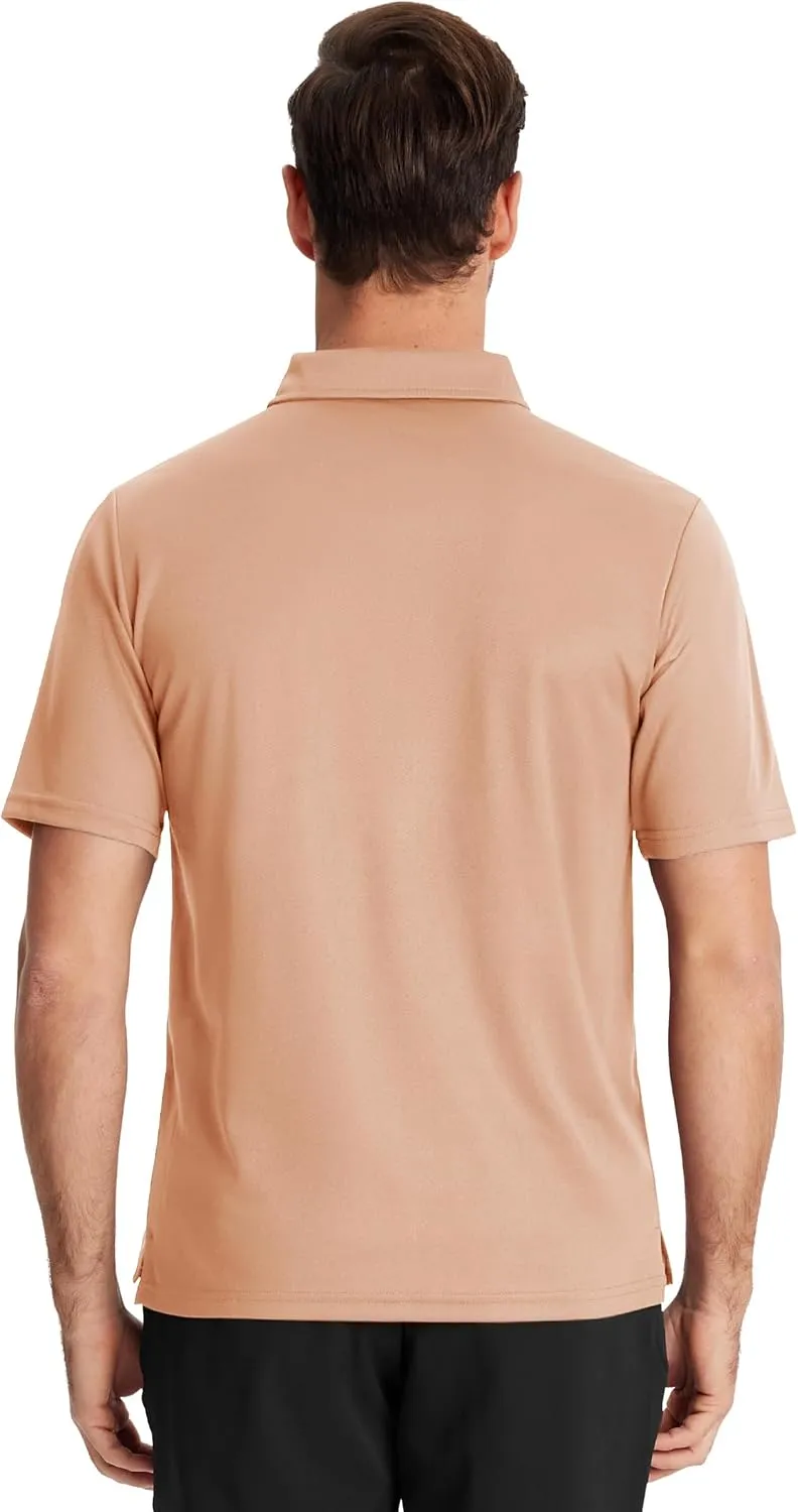 TACVASEN Mens Polo Shirt Short Sleeve Golf Shirt with Pocket Quick Dry Collared Lightweight Polo for Men Casual Work