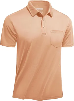 TACVASEN Mens Polo Shirt Short Sleeve Golf Shirt with Pocket Quick Dry Collared Lightweight Polo for Men Casual Work