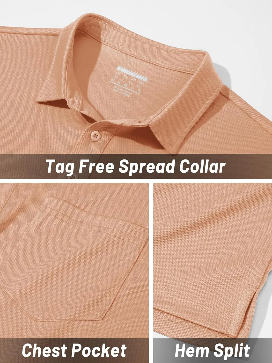 TACVASEN Mens Polo Shirt Short Sleeve Golf Shirt with Pocket Quick Dry Collared Lightweight Polo for Men Casual Work