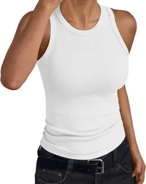 Trendy Queen Womens Tank Tops Summer Workout Racerback Ribbed Shirts Beach Vacation Outfits Spring Fashion Y2k Clothes