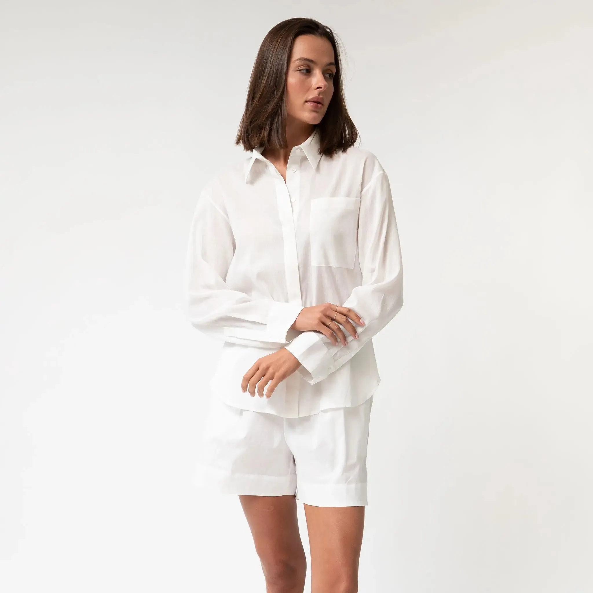White Linen Voile Shirt