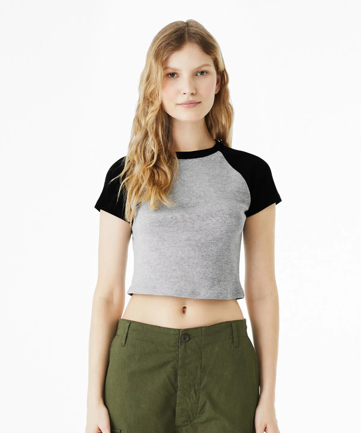 White/Kelly - Women’s micro rib raglan baby t-shirt