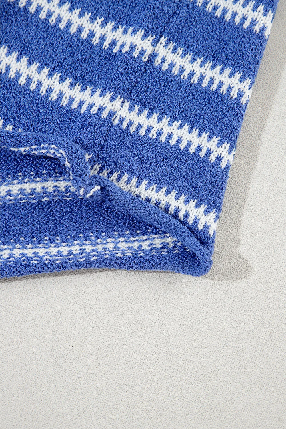 Women Casual Stripe Round Neck Drop Shoulder Sweater