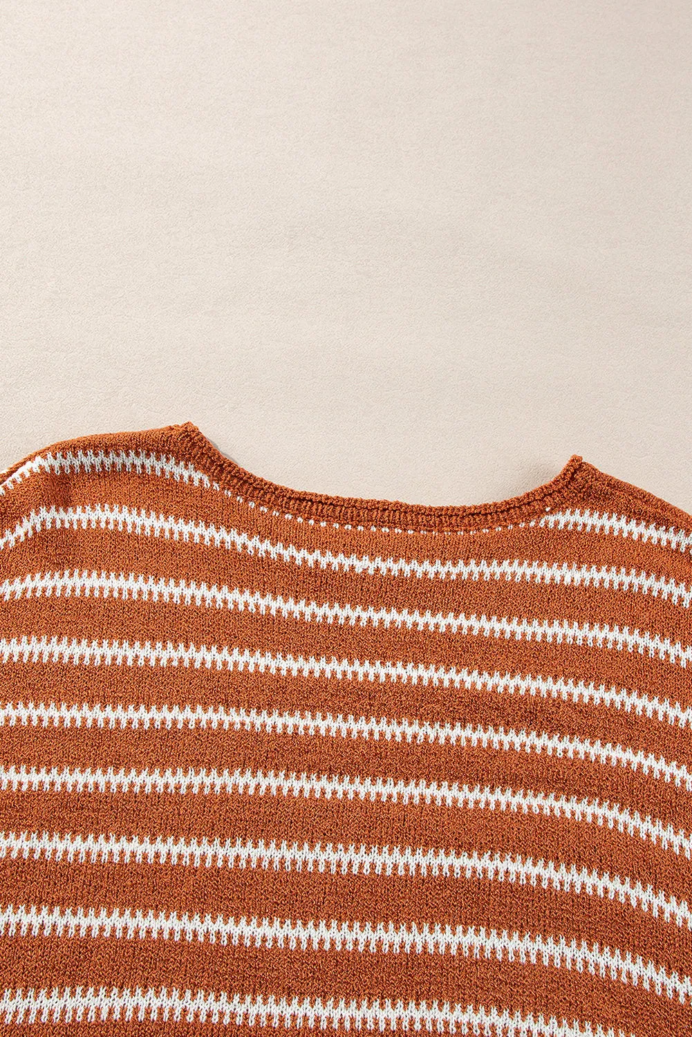 Women Casual Stripe Round Neck Drop Shoulder Sweater