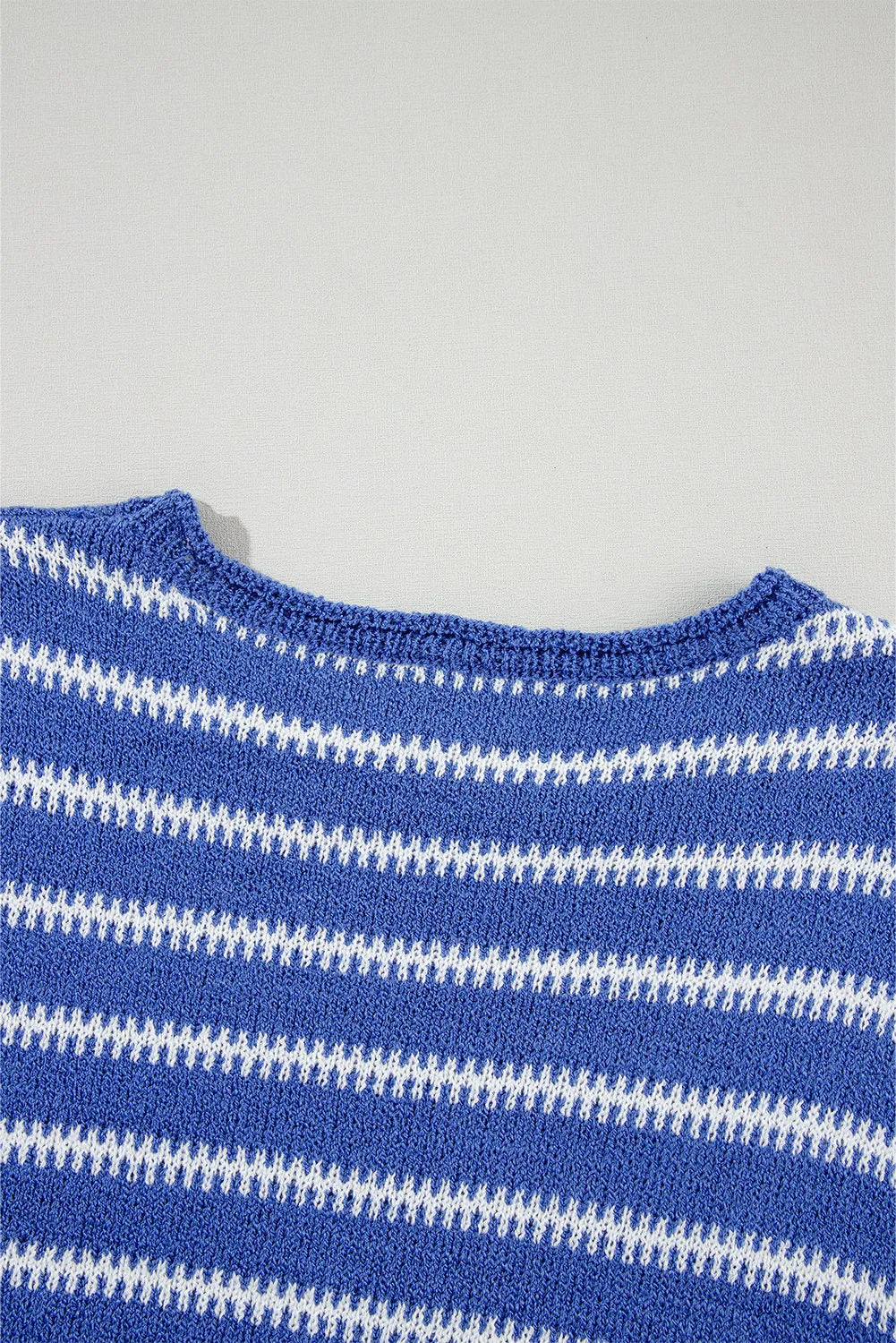 Women Casual Stripe Round Neck Drop Shoulder Sweater