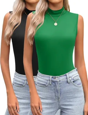 Zeagoo Womens Mock Turtleneck Tank Tops 2025 Slim Fitted Sleeveless Top Stretchy Basic Casual Layer Tee Shirts